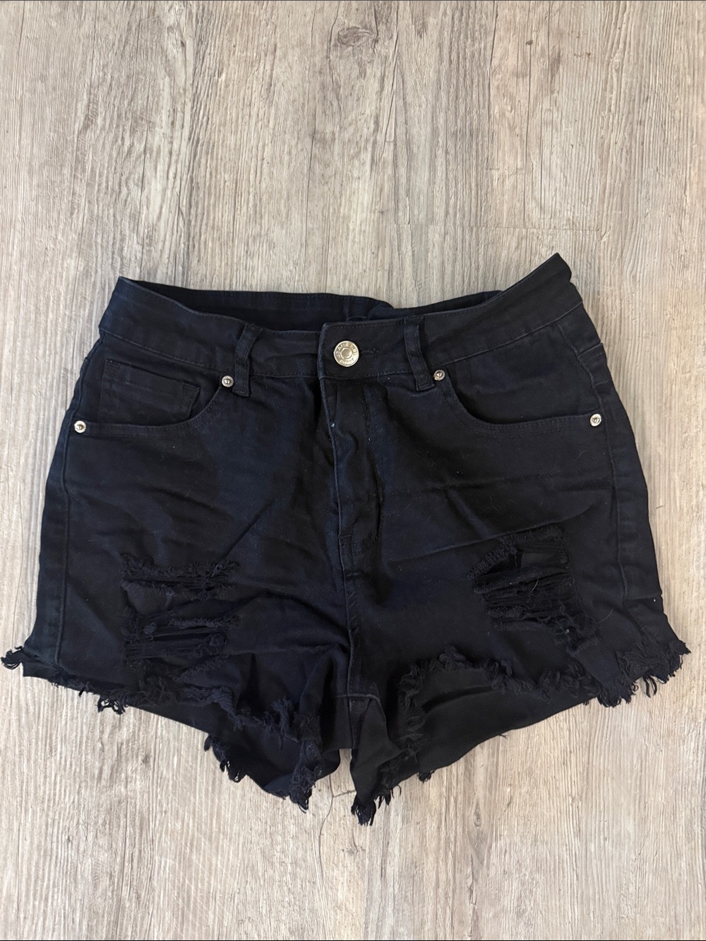 Black Distressed High-Waist Women’s Denim Shorts